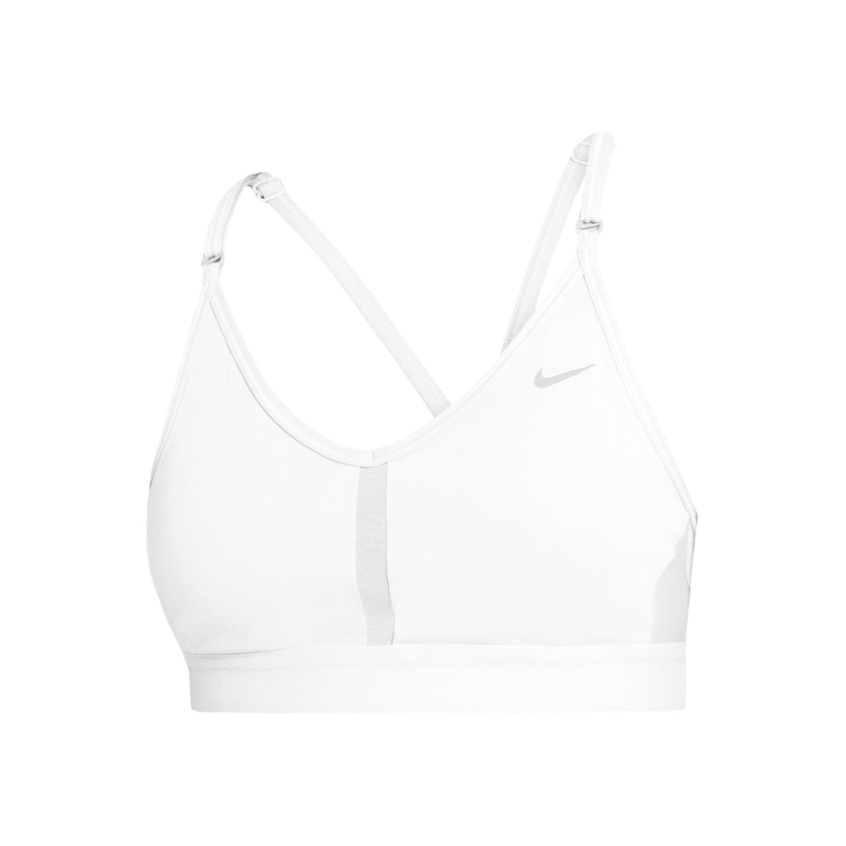 Nike Dri-Fit Indy V-Neck Sport-BH Damen - weiß, grau Nike Dri-Fit Indy V-Neck Sport-BH Damen - weiß, grau