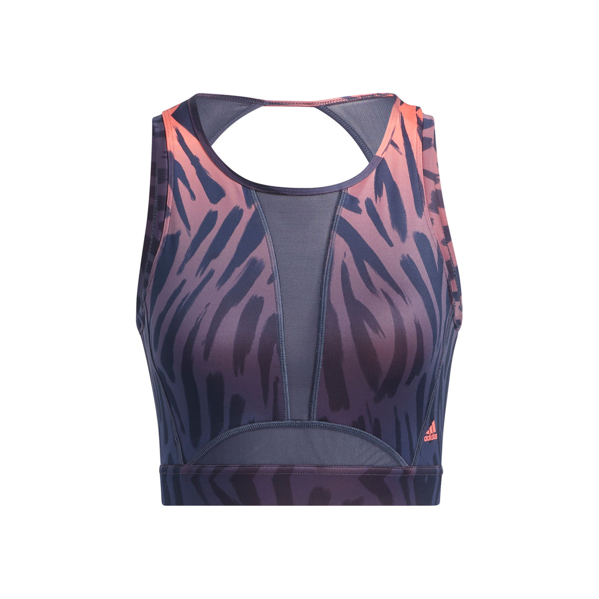 adidas TIGR All over Print Sport-BH Damen - dunkelblau, koralle adidas TIGR All over Print Sport-BH Damen - dunkelblau, koralle