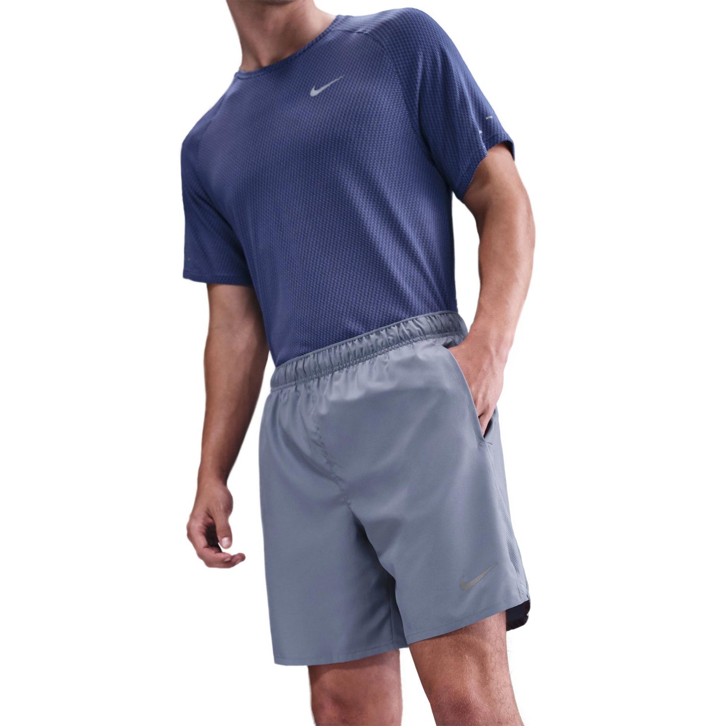 Nike Challenger 7in Brief-Lined Laufshorts Herren - blaugrau, silber