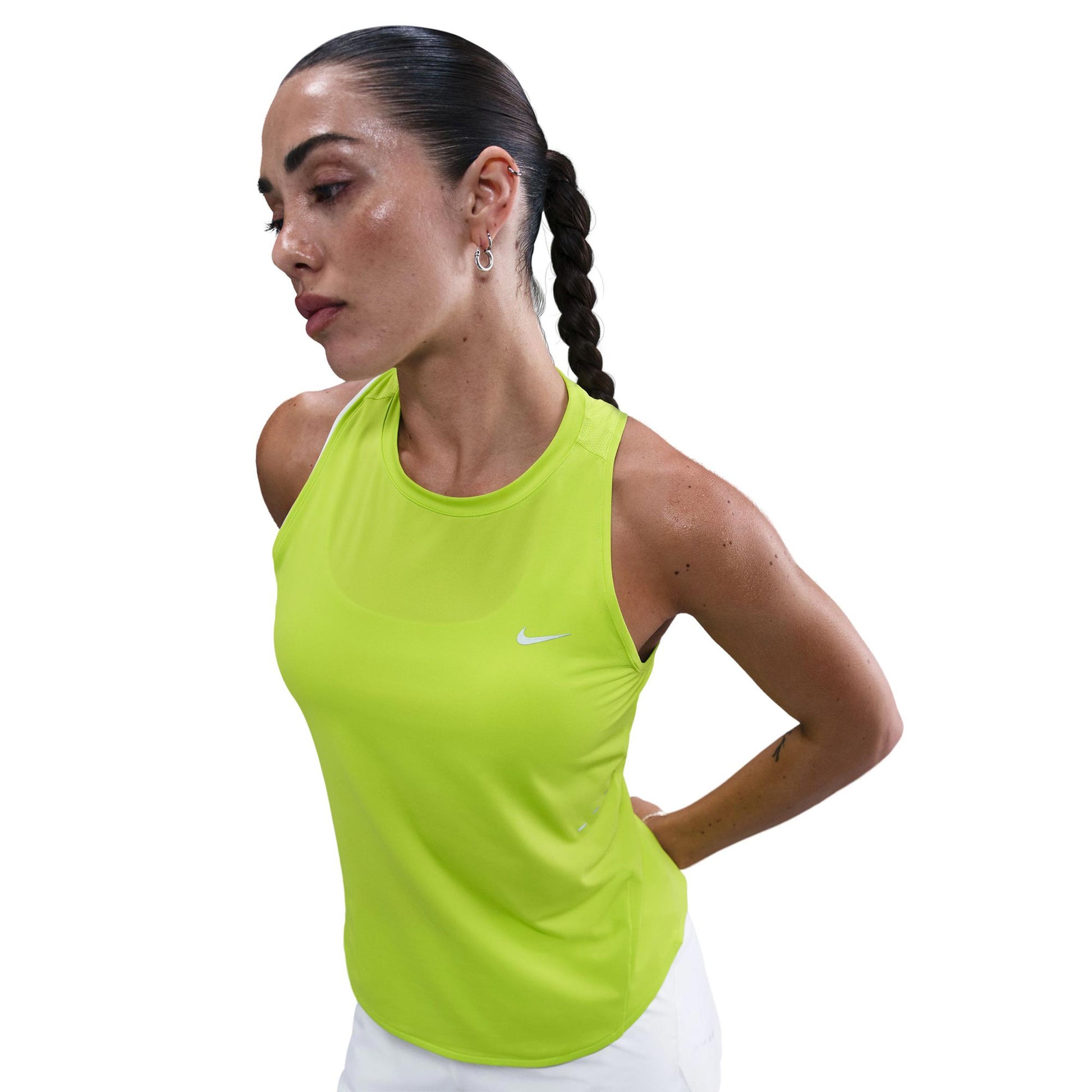 Nike Swift Lauftop Damen - neongelb, silber