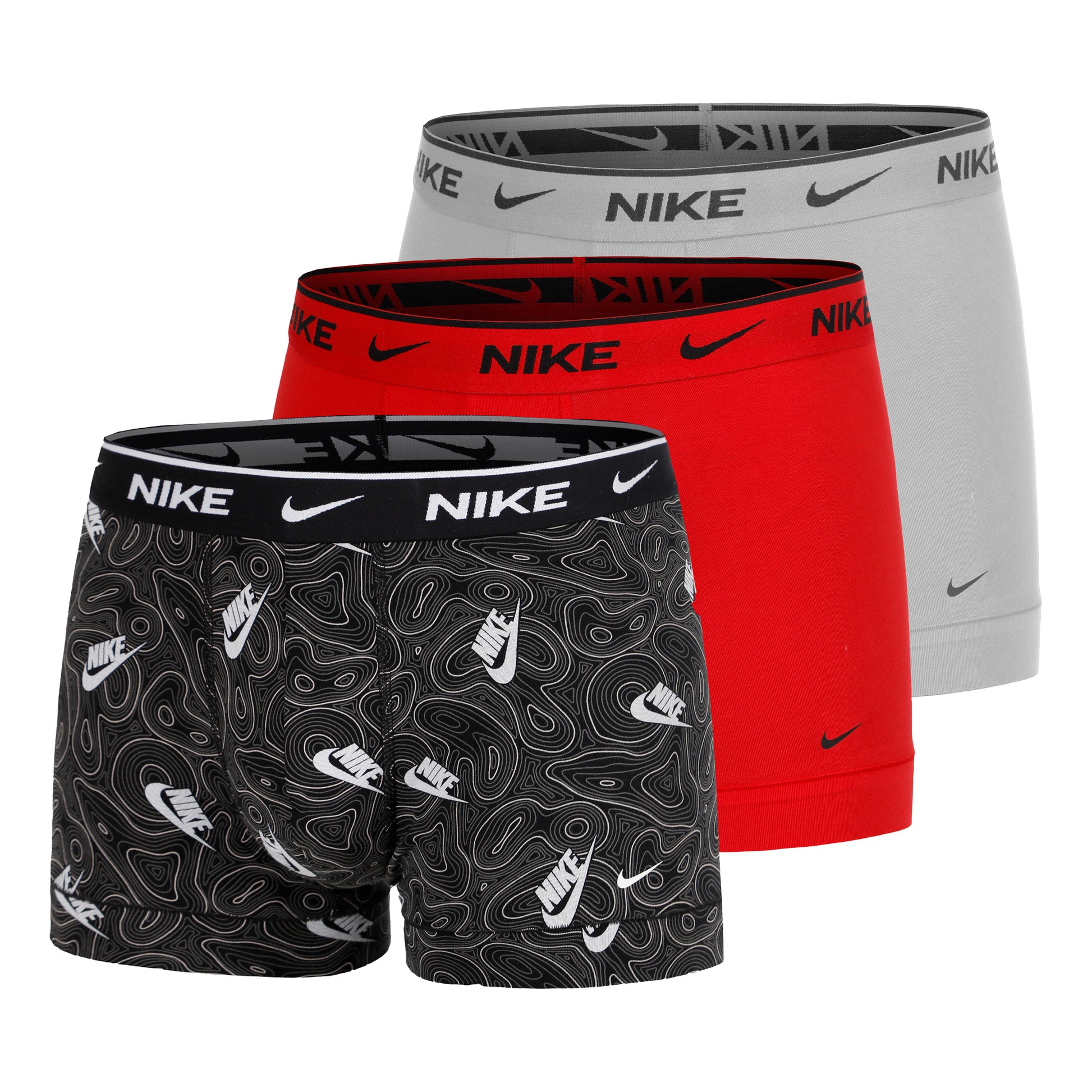 Nike Everyday Cotton Stretch Boxer Short 3er Pack Herren-Hellrot,Hellgrau