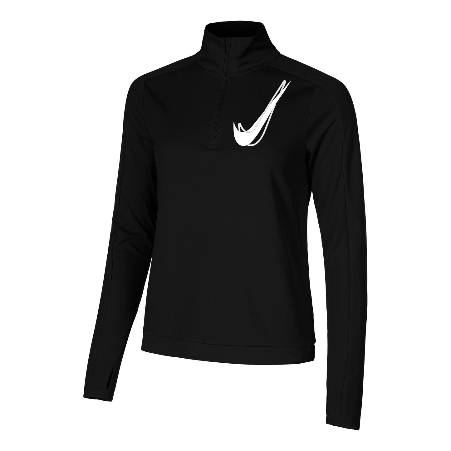 Nike Swoosh Half-Zip Laufshirt Damen-Schwarz
