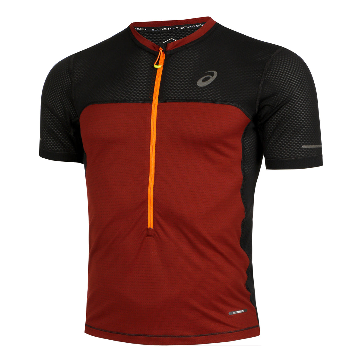 ASICS Fujitrail Laufshirt Herren - dunkelrot, schwarz