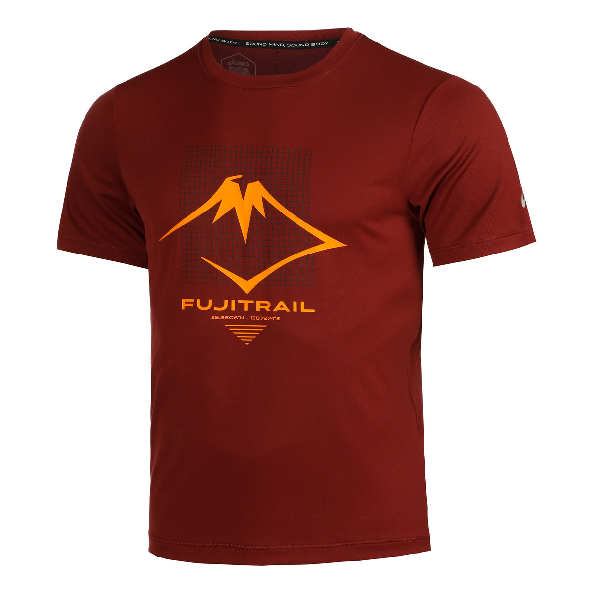 ASICS Fujitrail Logo Laufshirt Herren - dunkelrot, schwarz