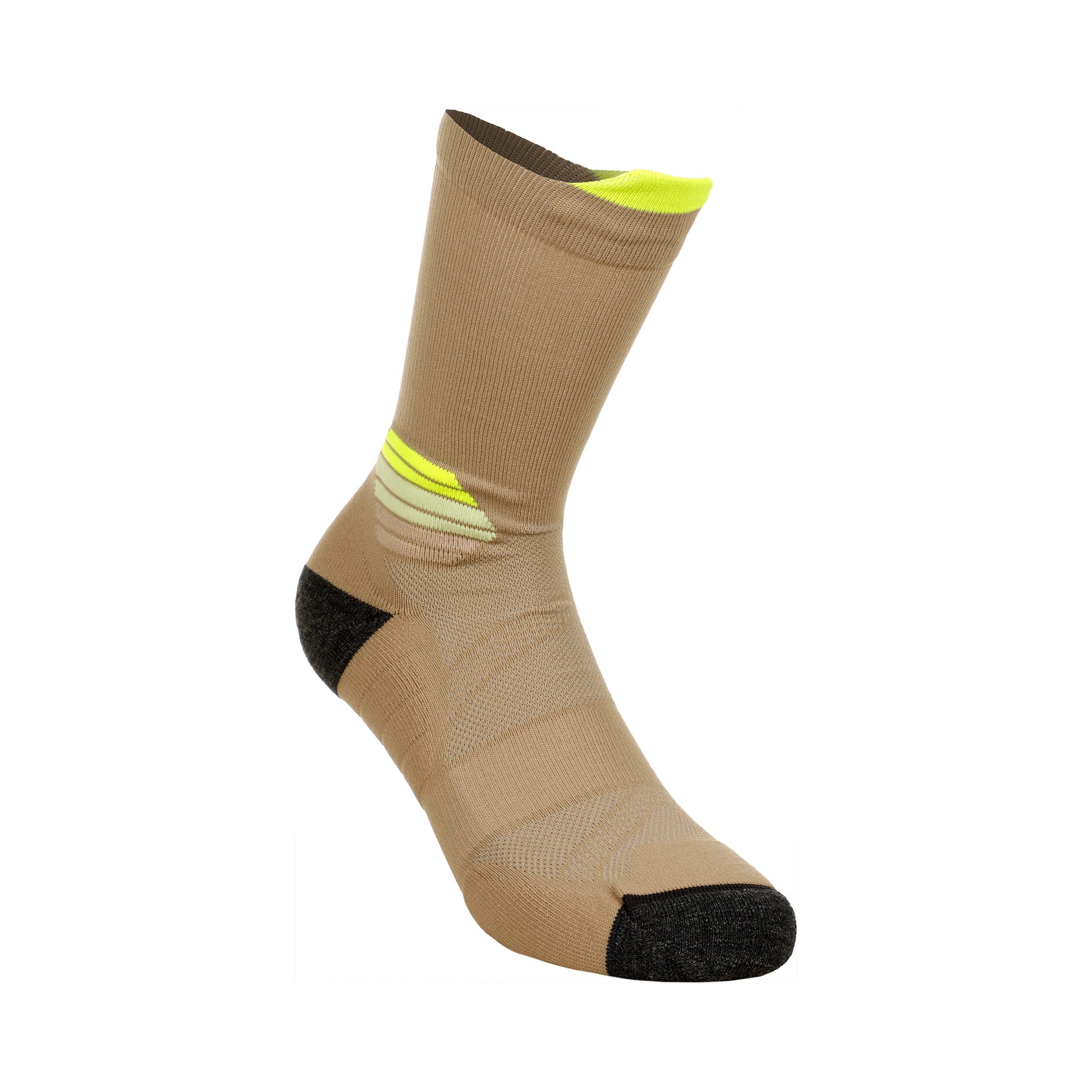 ASICS Fujitrail Run Crew Laufsocken Unisex - braun, neongelb