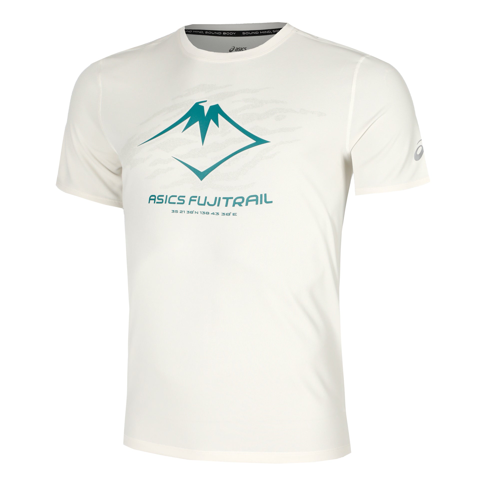 ASICS Fujitrail Logo Laufshirt Herren - creme, türkis