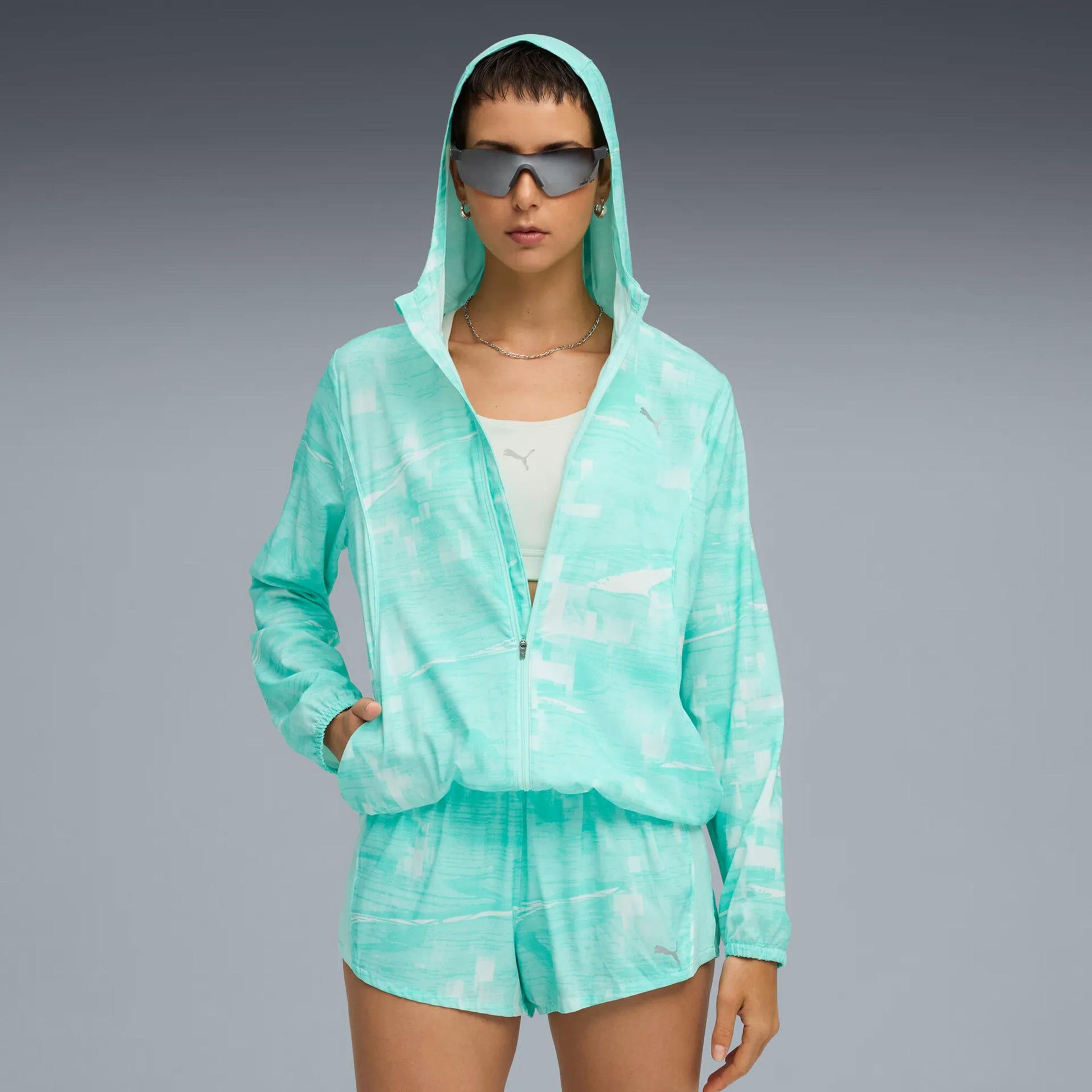 Puma Velocity AOP Woven Laufjacke Damen-Grün