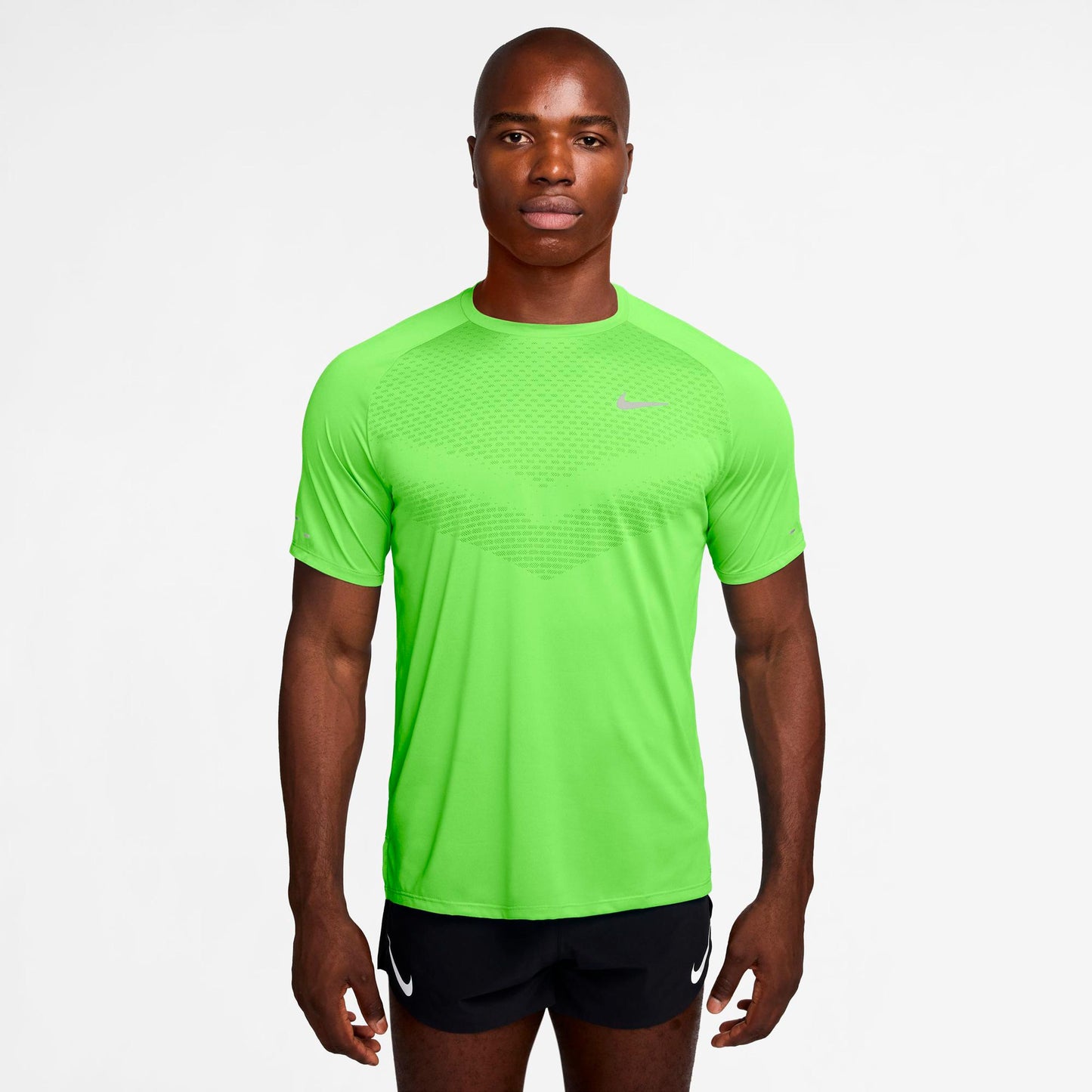 Nike Stride Laufshirt Herren - hellgrün, silber