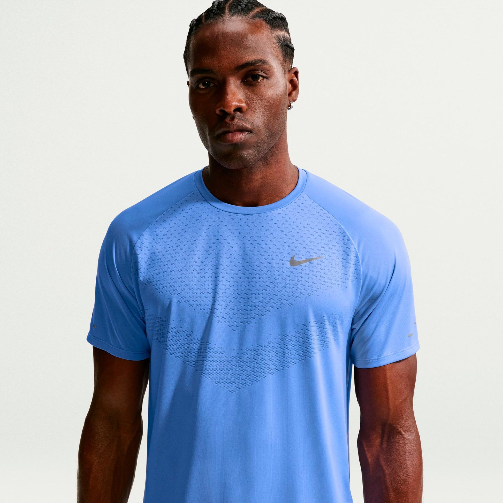 Nike Stride Laufshirt Herren - blau, silber