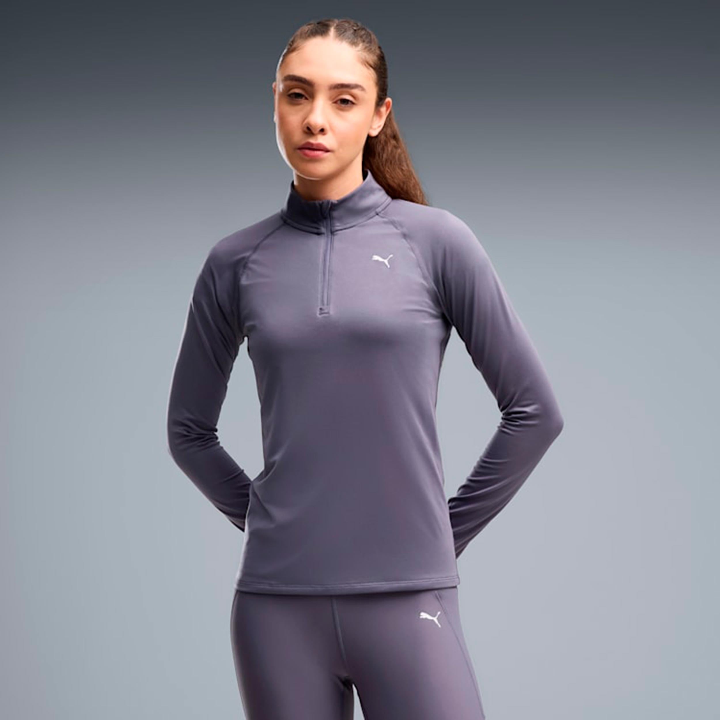 Puma Velocity Cloudspun 1/4 Zip  Laufshirt Damen - grau