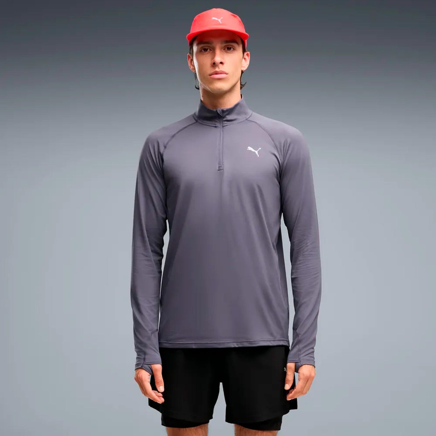 Puma Velocity Cloudspun 1/4 Zip  Laufshirt Herren - grau