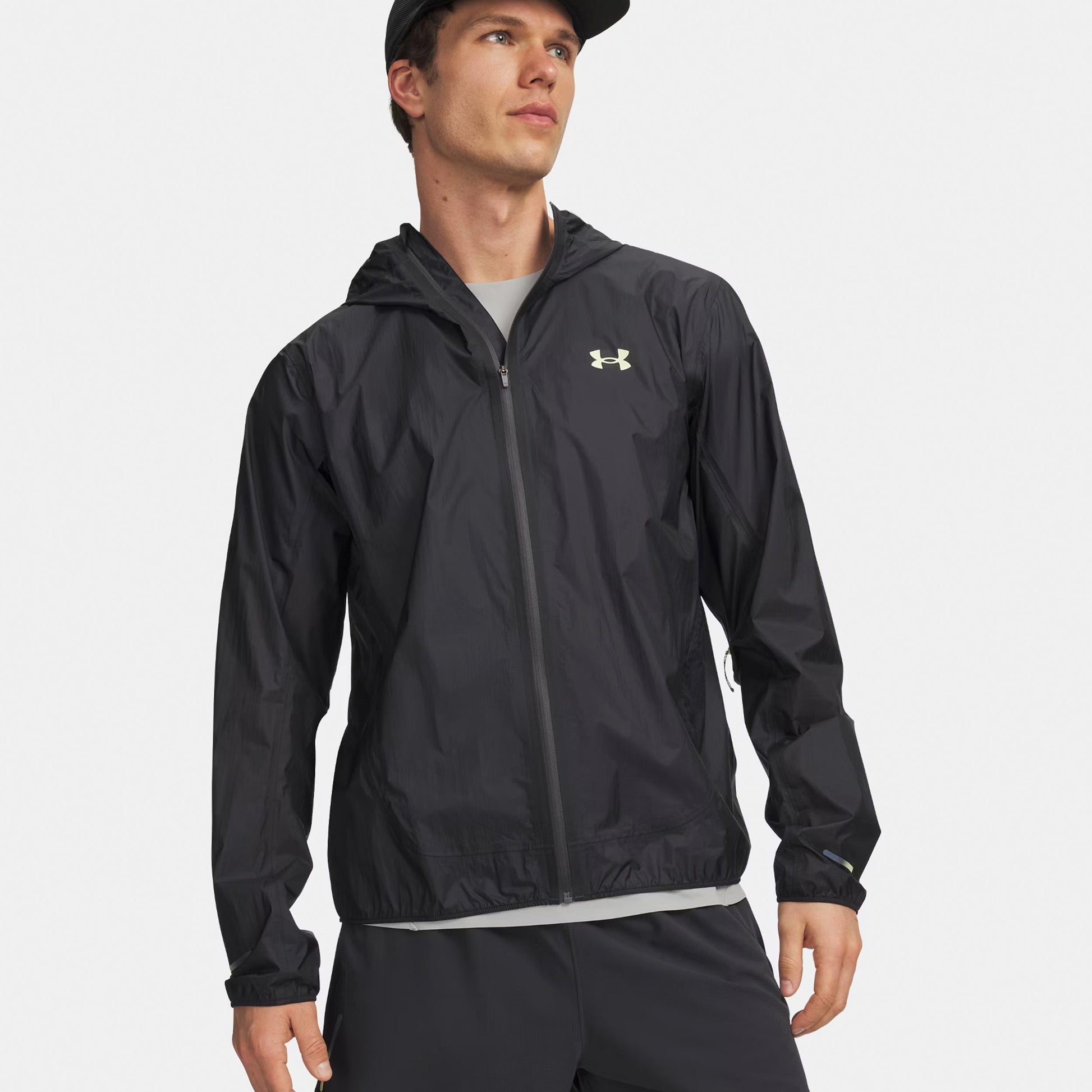 Under Armour Explor Trail Run Rain  Laufjacke Herren-anthrazit, hellgrün