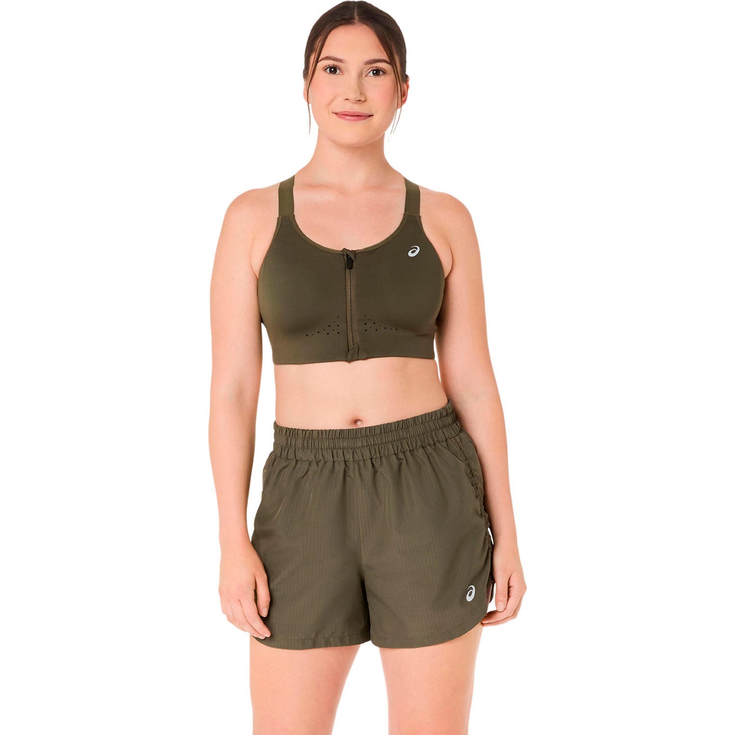 ASICS Road Combination Zip  Sport-BH Damen - grün