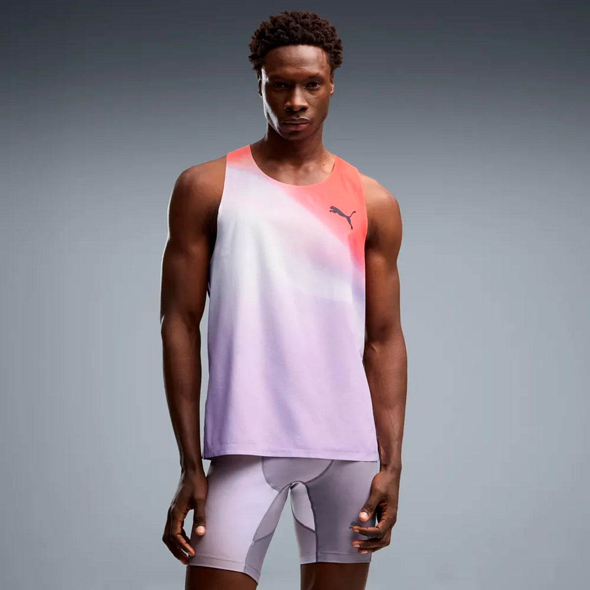Puma Lightspeed Ultraweave Graphic  Laufshirt Herren - hellgrau, orange