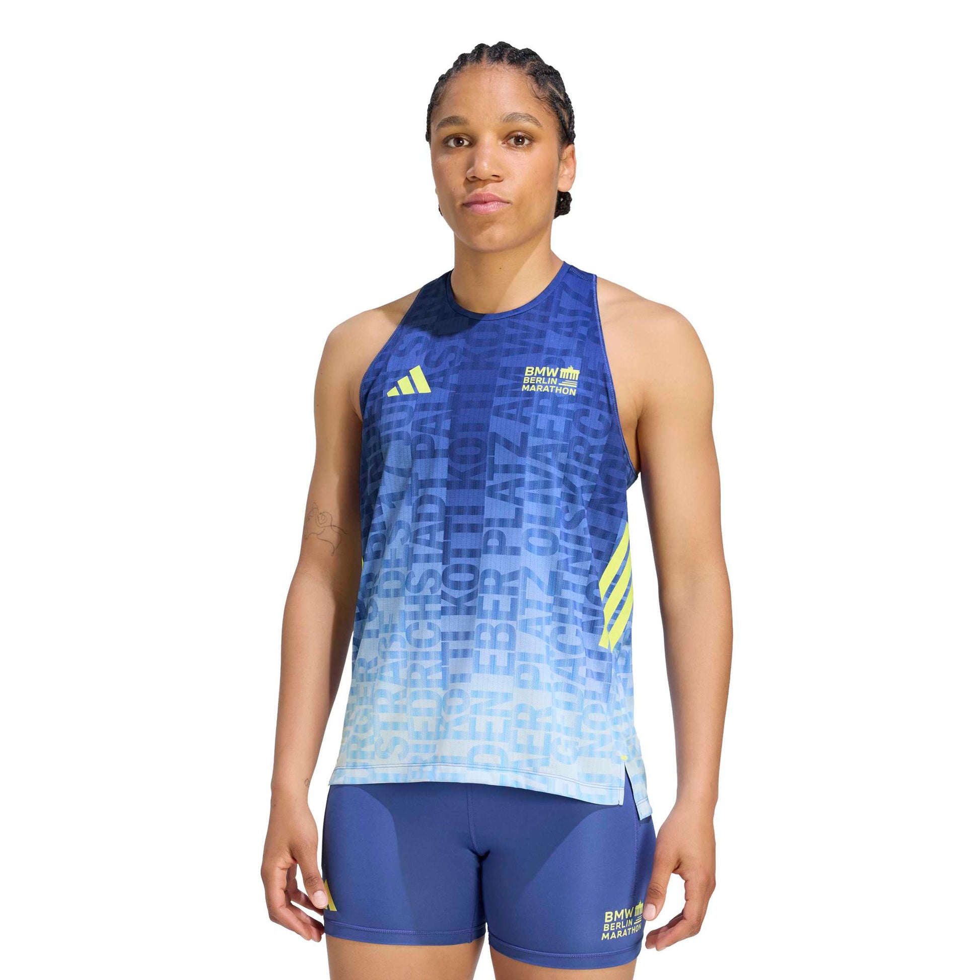 adidas BMW Berlin Laufshirt Damen - blau, gelb
