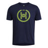 Run Everywhere Wreath SS Laufshirt Herren-Dunkelblau,Neongelb
