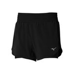 Mizuno Bekleidung Mizuno 2in1 4.5 Laufshorts Damen-Schwarz